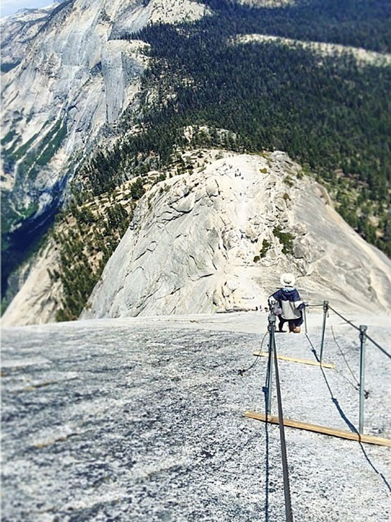 down the cables of half dome