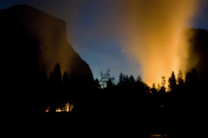 A controlled burn in Yosemite Valley by Edie Howe