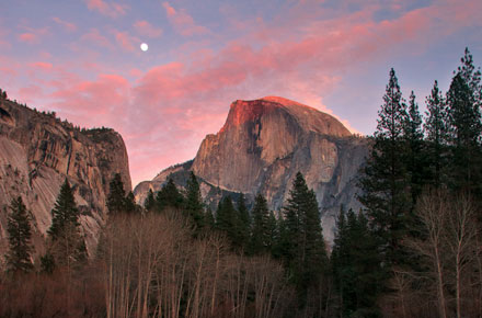 Photo of the Day: Half Dome and Full Moon in January by Kristal Leonard